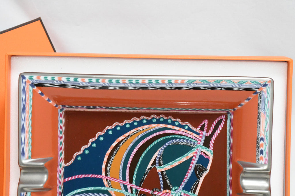 Hermes Robe du Soir Change tray porcelain Ashtray plate orange dress horse