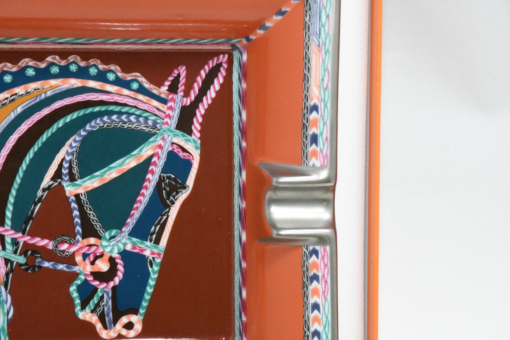 Hermes Robe du Soir Change tray porcelain Ashtray plate orange dress horse