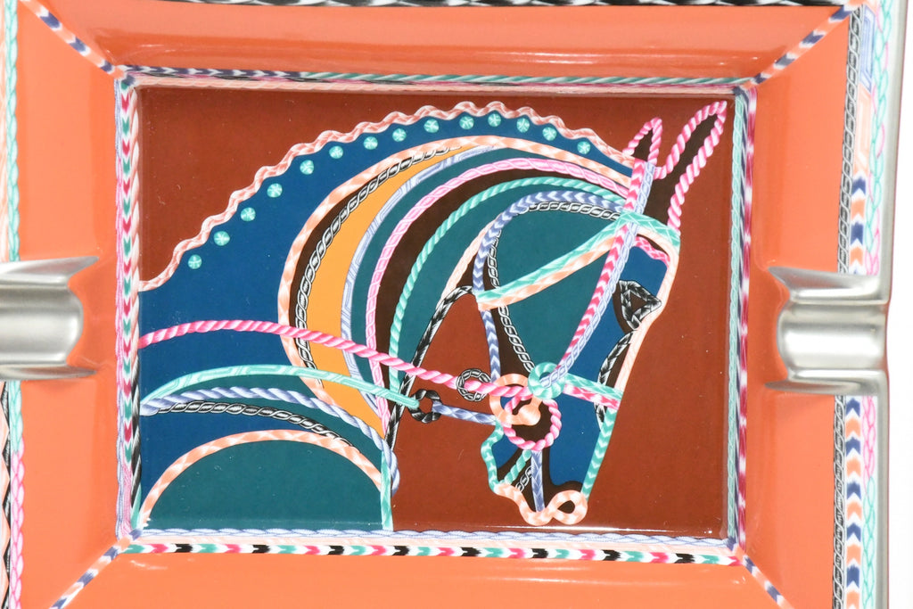Hermes Robe du Soir Change tray porcelain Ashtray plate orange dress horse
