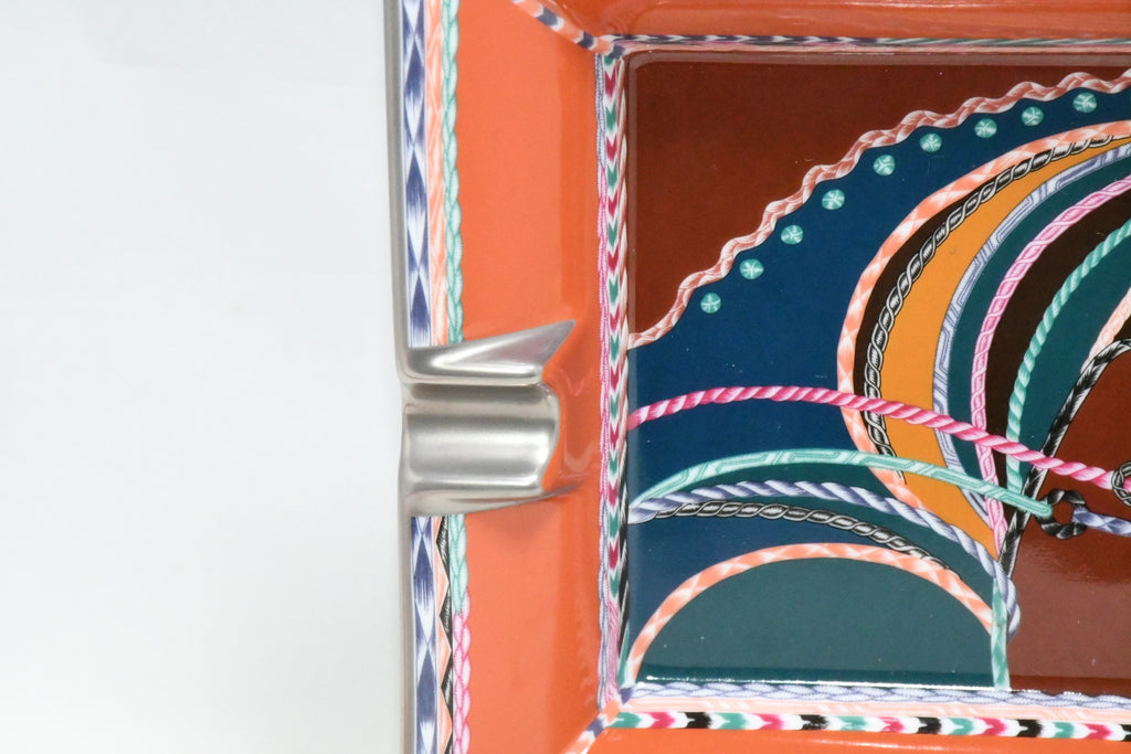 Hermes Robe du Soir Change tray porcelain Ashtray plate orange dress horse