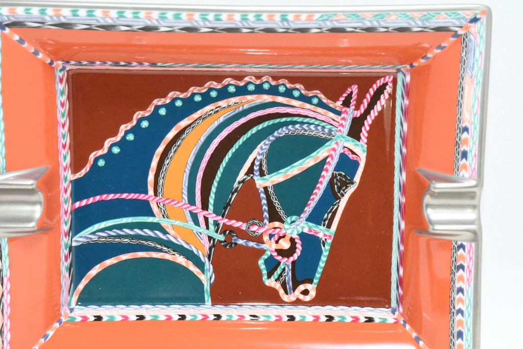 Hermes Robe du Soir Change tray porcelain Ashtray plate orange dress horse