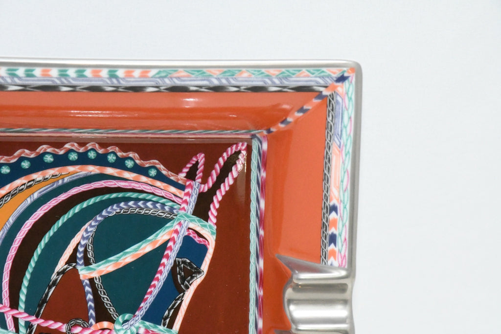 Hermes Robe du Soir Change tray porcelain Ashtray plate orange dress horse