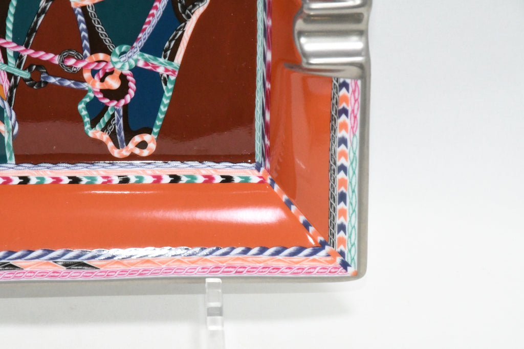 Hermes Robe du Soir Change tray porcelain Ashtray plate orange dress horse
