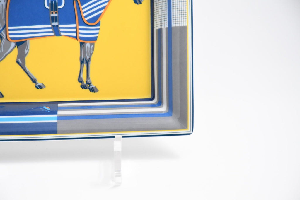 Hermes Rocabar a Cheval Change tray blue porcelain Ashtray horse plate Vide Poche