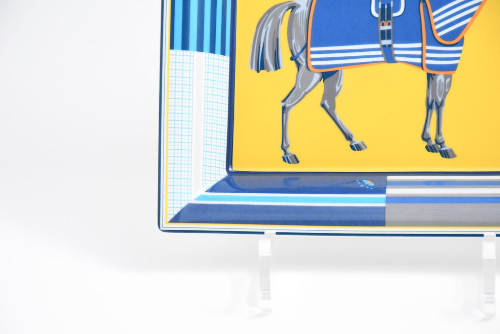 Hermes Rocabar a Cheval Change tray blue porcelain Ashtray horse plate Vide Poche