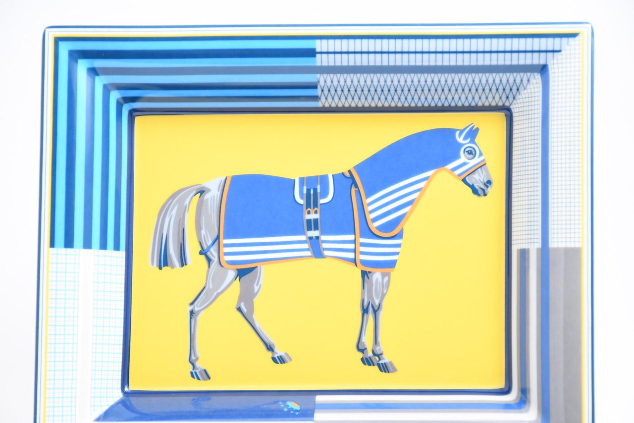 Hermes Rocabar a Cheval Change tray blue porcelain Ashtray horse plate Vide Poche