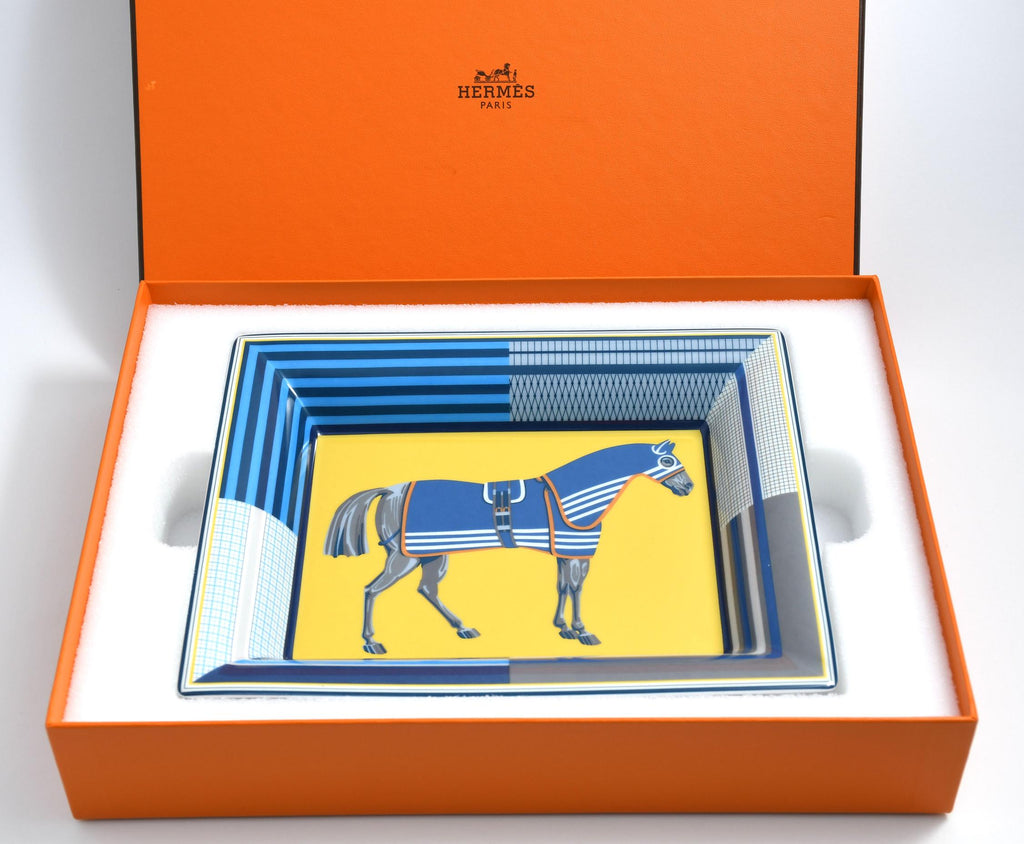 Hermes Rocabar a Cheval Change tray blue porcelain Ashtray horse plate Vide Poche
