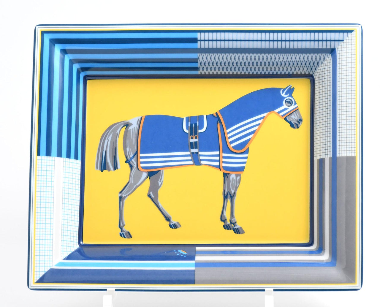 Hermes Rocabar a Cheval Change tray blue porcelain Ashtray horse plate Vide Poche
