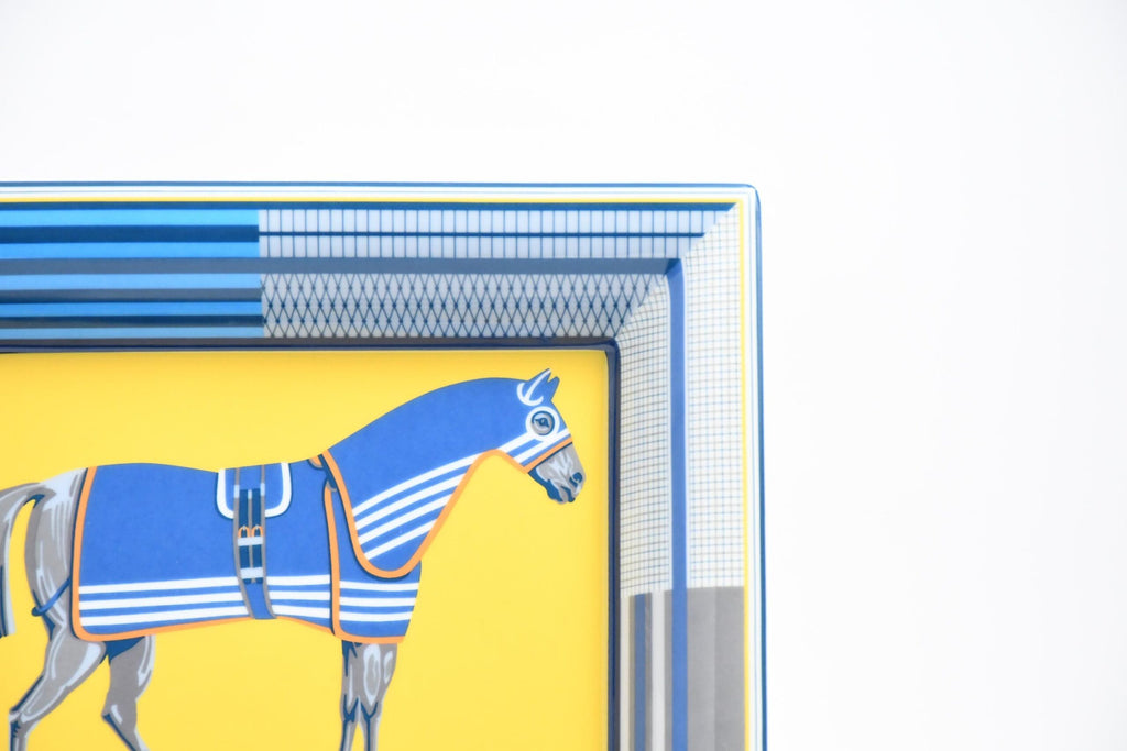 Hermes Rocabar a Cheval Change tray blue porcelain Ashtray horse plate Vide Poche