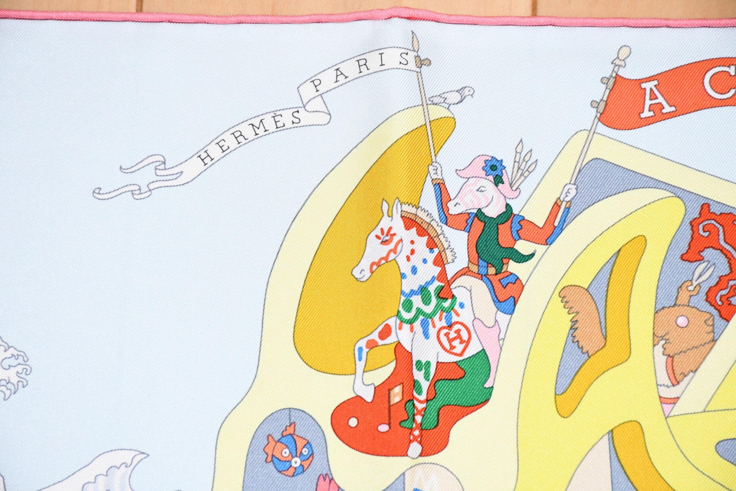 Hermes Scarf Academia Hippica 90 cm silk orange Carre horse