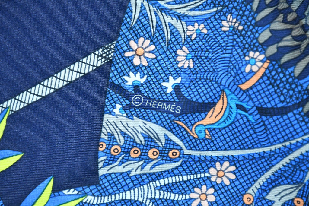 Hermes Scarf Acte III Scene I La Clairiere 90 cm silk blue orange Carre sun 35"