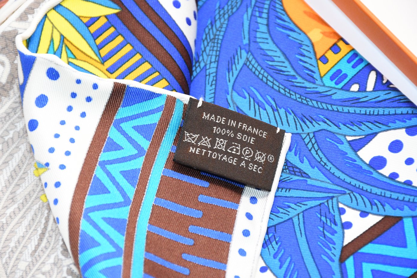 Hermes Scarf Acte III Scene I La Clairiere 90 cm silk blue orange