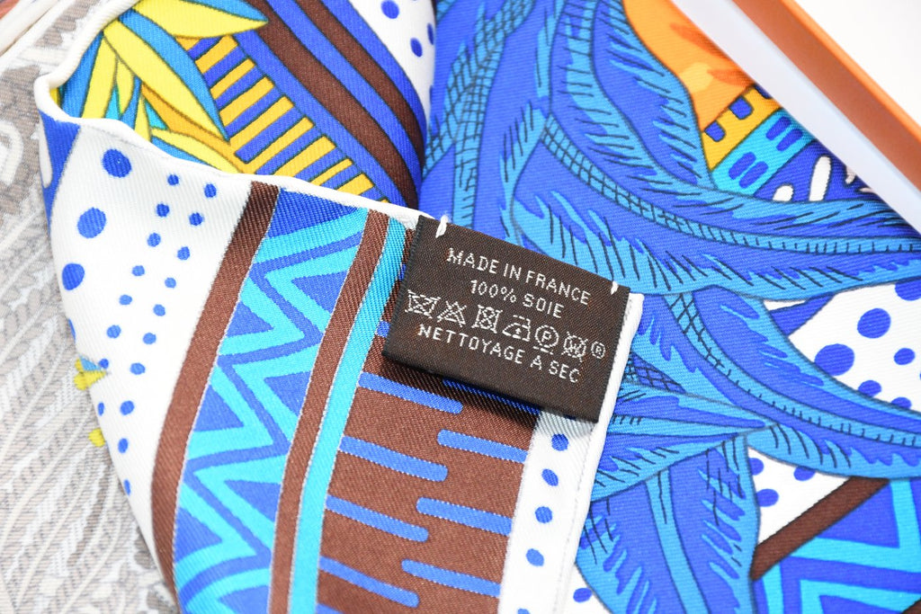 Hermes Scarf Acte III Scene I La Clairiere 90 cm silk blue orange Carre sun 35"