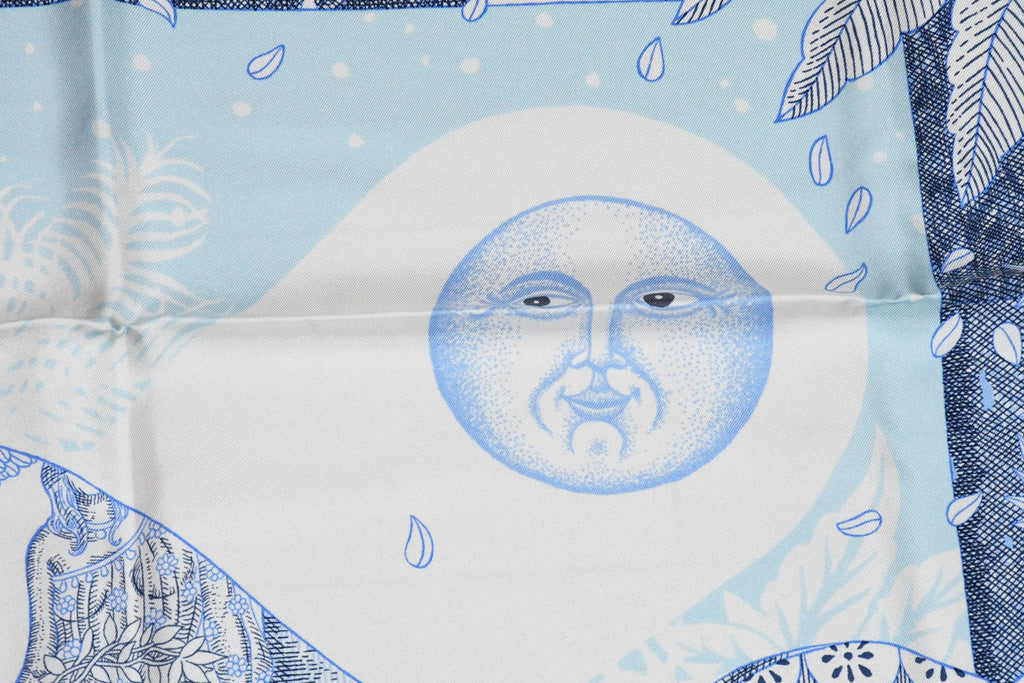 Hermes Scarf Acte III Scene I La Clairiere 90 cm silk light blue Carre sun NWT