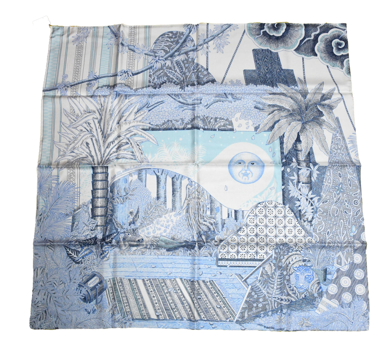 Hermes Scarf Acte III Scene I La Clairiere 90 cm silk light blue Carre sun NWT
