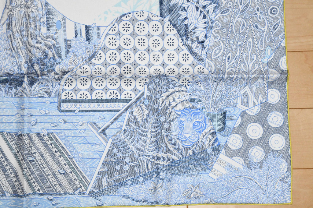 Hermes Scarf Acte III Scene I La Clairiere 90 cm silk light blue Carre sun NWT