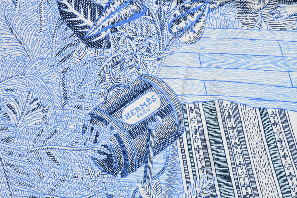 Hermes Scarf Acte III Scene I La Clairiere 90 cm silk light blue Carre sun 380