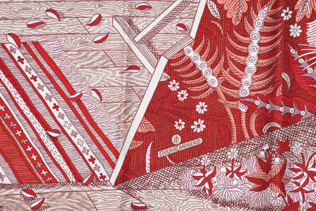 Hermes Scarf Acte III Scene I La Clairiere 90 cm silk red Carre sun 35"