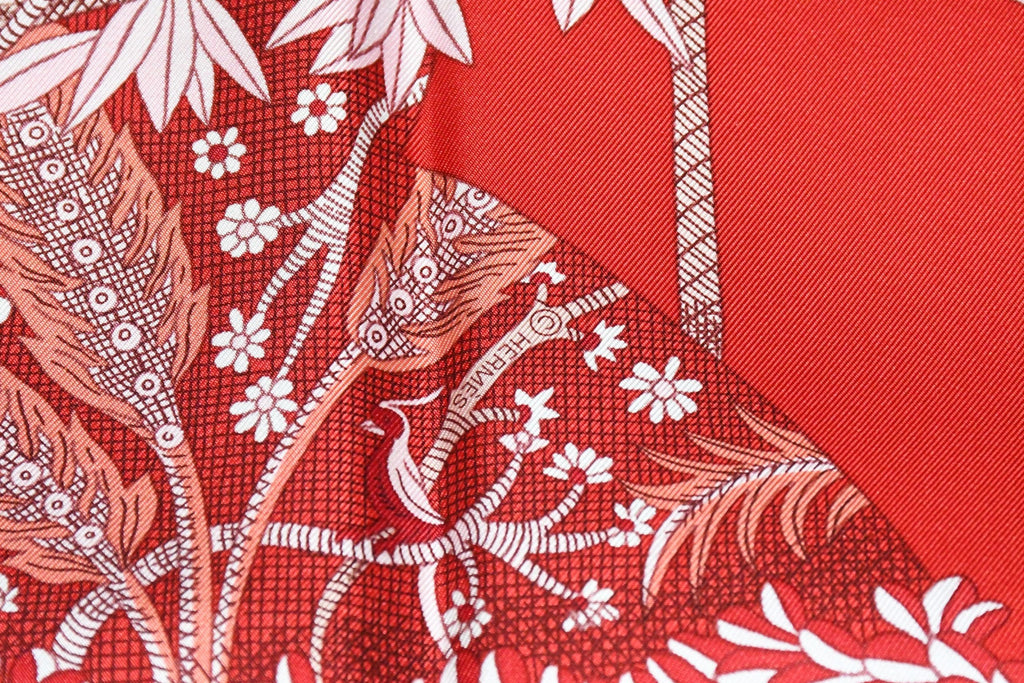 Hermes Scarf Acte III Scene I La Clairiere 90 cm silk red Carre sun 35"