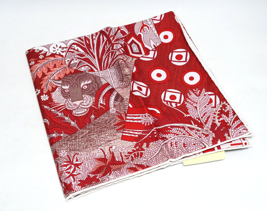Hermes Scarf Acte III Scene I La Clairiere 90 cm silk red Carre sun 35"