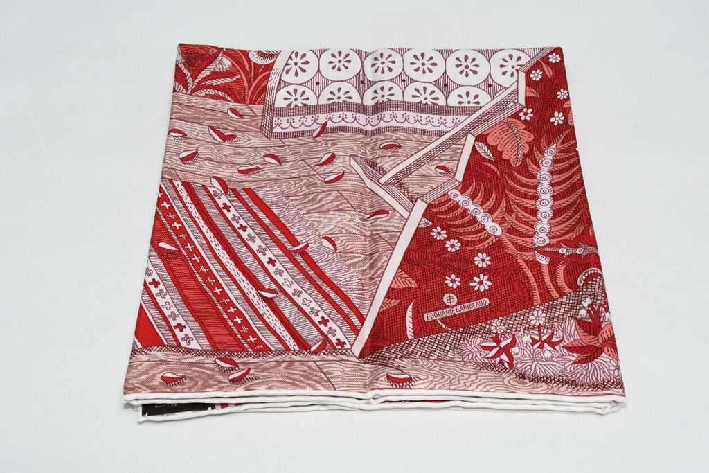 Hermes Scarf Acte III Scene I La Clairiere 90 cm silk red Carre sun 35"