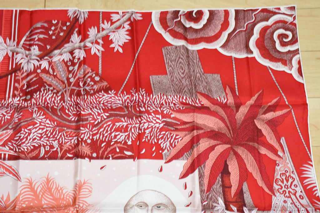Hermes Scarf Acte III Scene I La Clairiere 90 cm silk red Carre sun 35"