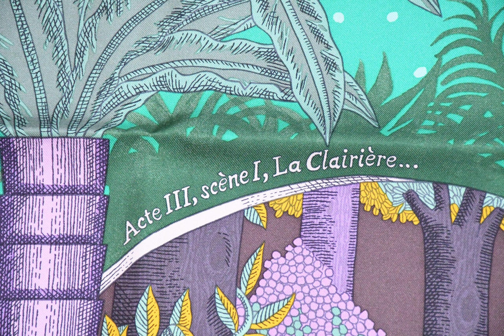 Hermes Scarf Acte III Scene I La Clairiere 90 cm silk red green Carre sun 35"