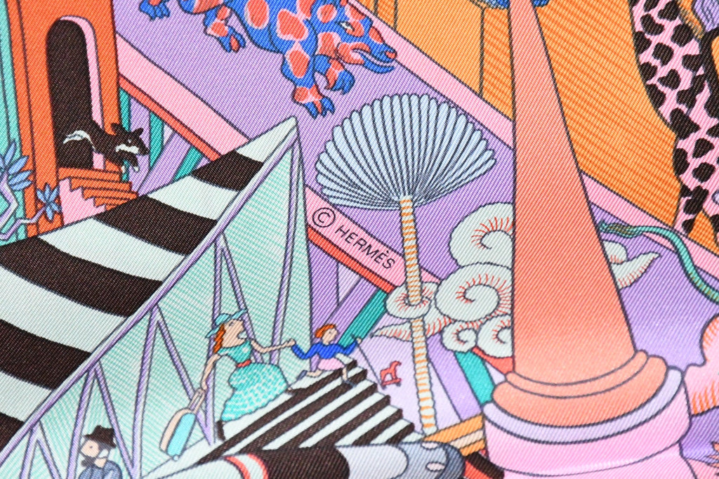 Hermes Scarf Animapolis 90 cm silk pink purple Carre animal cheetah 35"