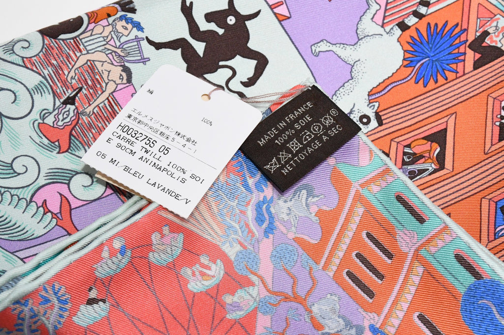 Hermes Scarf Animapolis 90 cm silk pink purple Carre animal cheetah 35"