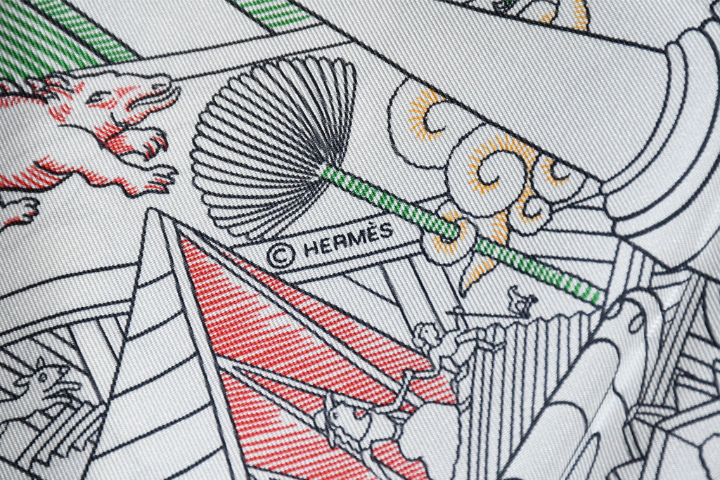 Hermes Scarf Animapolis 90 cm silk white orange Carre animal cheetah 35"