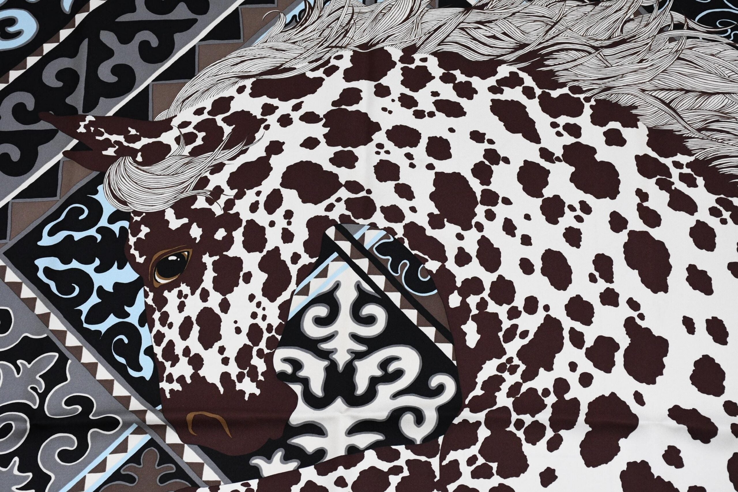 Hermes Scarf Appaloosa des Steppes by Alice Shirley 90 cm silk