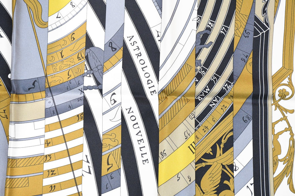 Hermes Scarf Astrologie Nouvelle 90 cm silk yellow Carre astrology Sun 35"