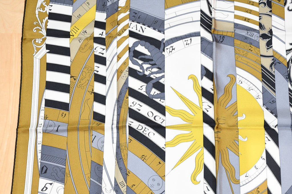 Hermes Scarf Astrologie Nouvelle 90 cm silk yellow Carre astrology Sun 35"