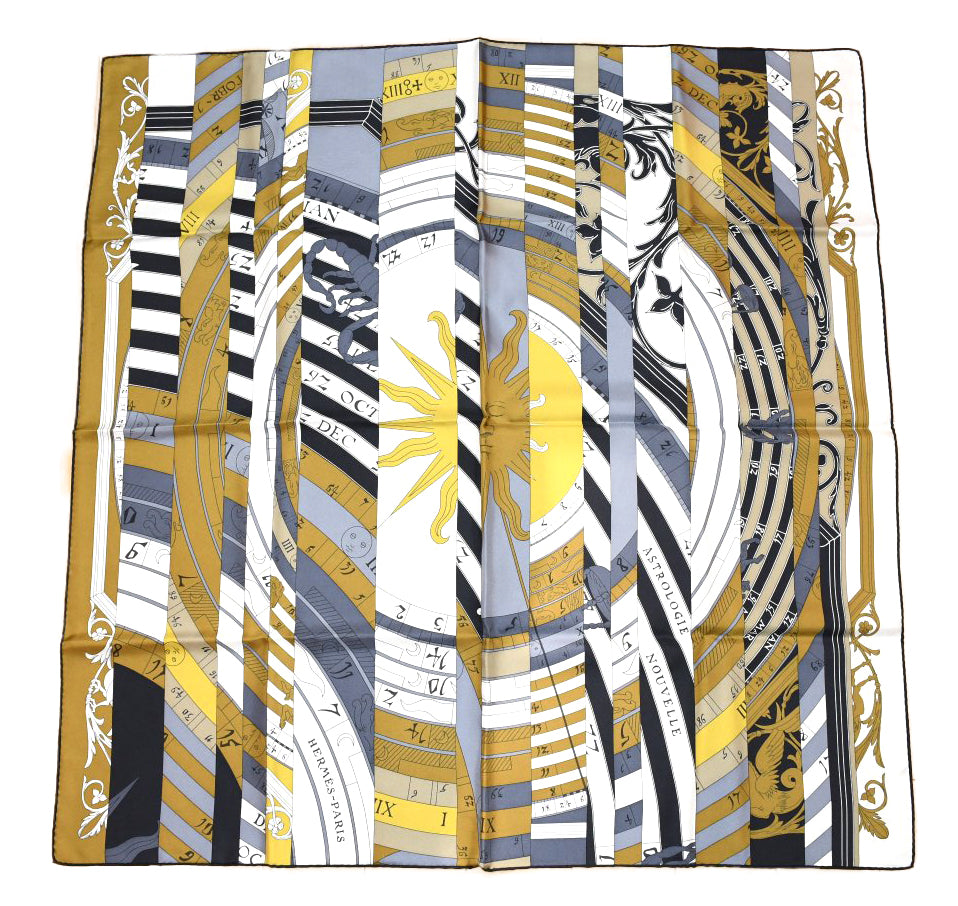 Hermes Scarf Astrologie Nouvelle 90 cm silk yellow Carre astrology Sun 35"