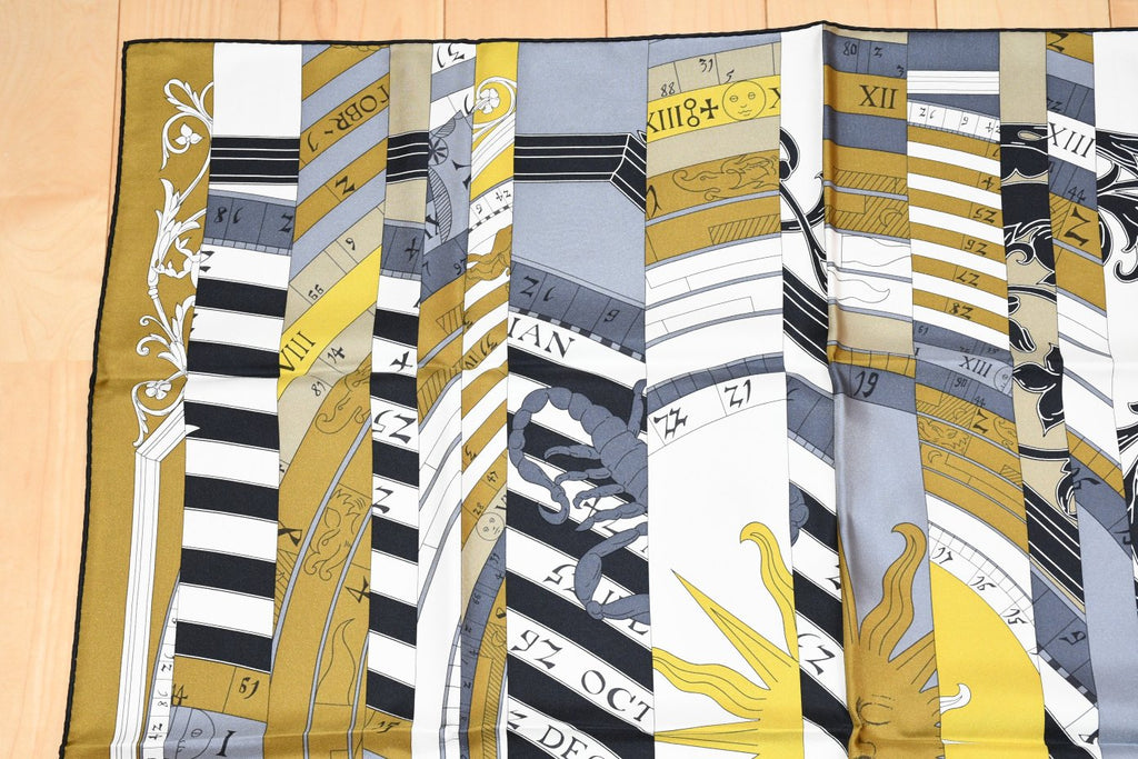 Hermes Scarf Astrologie Nouvelle 90 cm silk yellow Carre astrology Sun 35"