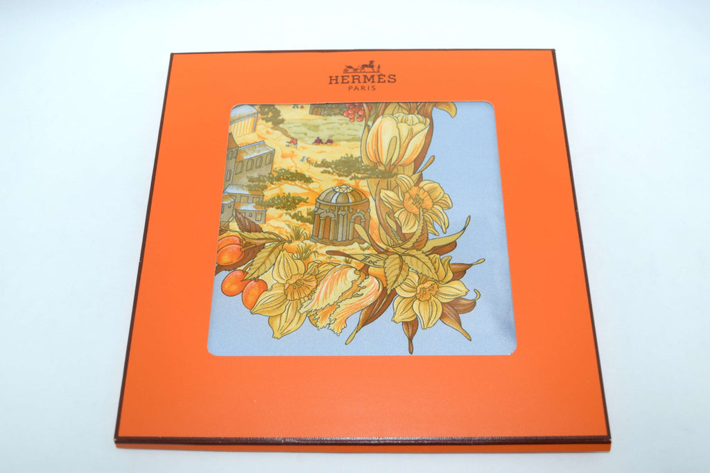 Hermes Scarf Au Pays de Cocagne by Zoé Pauwels Silk 90 cm White Carre Shawl