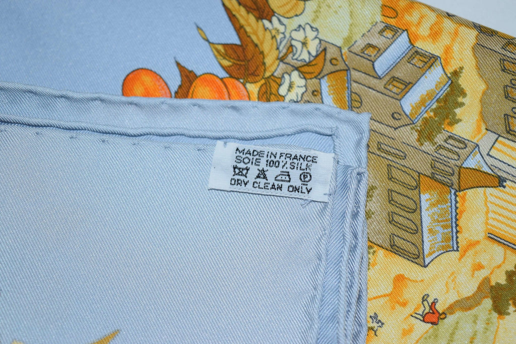 Hermes Scarf Au Pays de Cocagne by Zoé Pauwels Silk 90 cm White Carre Shawl