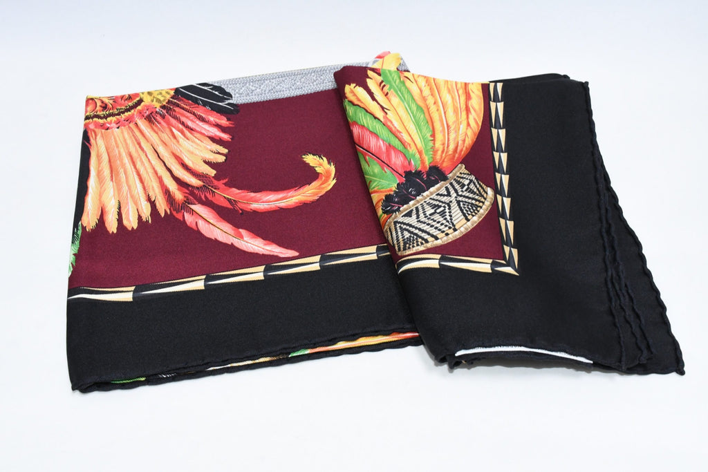 Hermes Scarf BRAZIL by Laurence Bourthoumieux 90 cm silk wine red Carre vintage