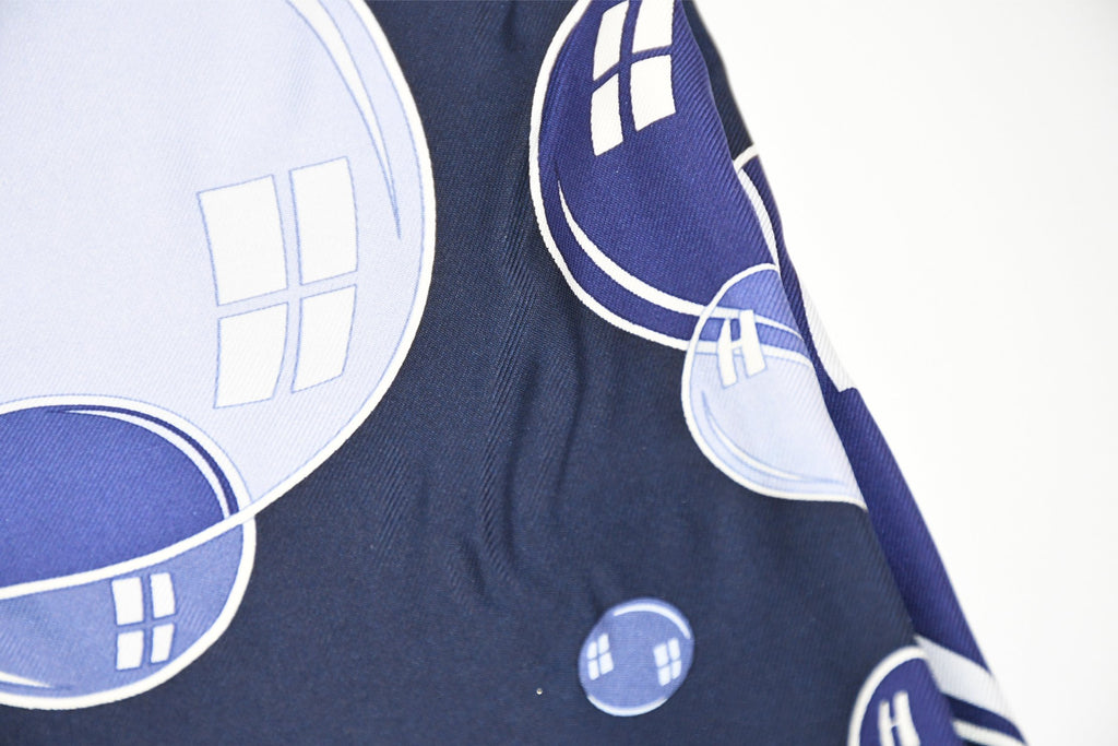 Hermes Scarf Bal De Bulles 90 cm silk navy blue Carre soap bubble ball A279