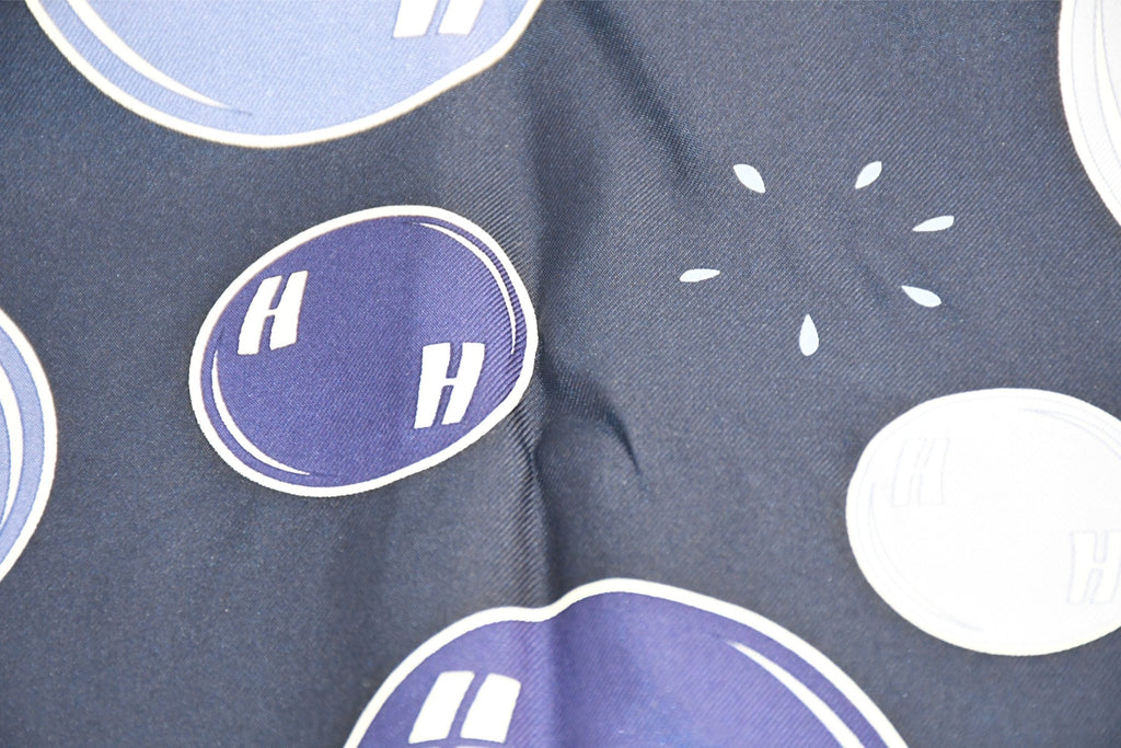 Hermes Scarf Bal De Bulles 90 cm silk navy blue Carre soap bubble ball A279