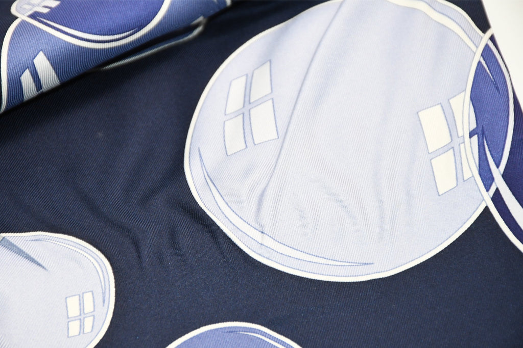Hermes Scarf Bal De Bulles 90 cm silk navy blue Carre soap bubble ball A279