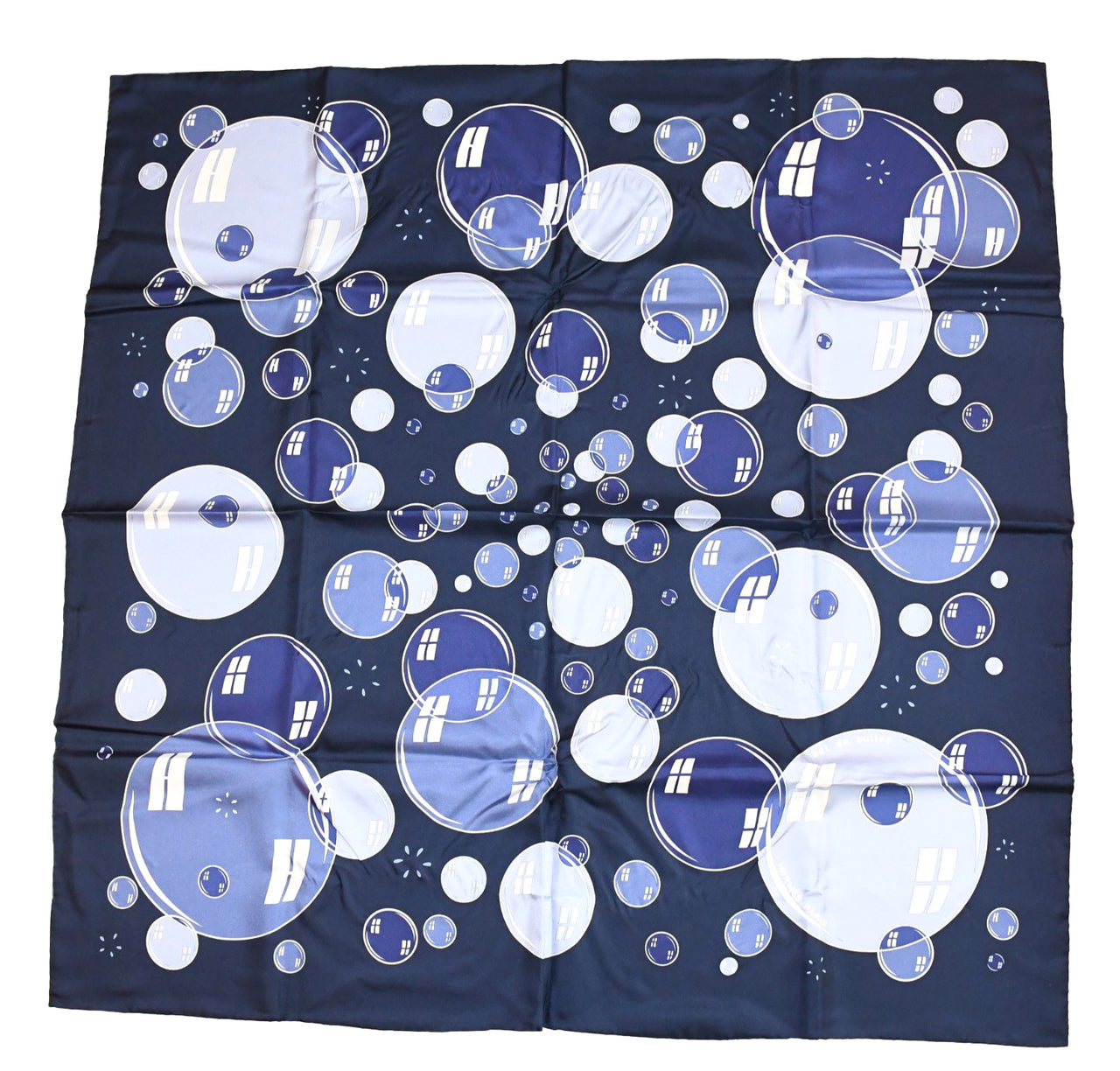 Hermes Scarf Bal De Bulles 90 cm silk navy blue Carre soap bubble ball A279