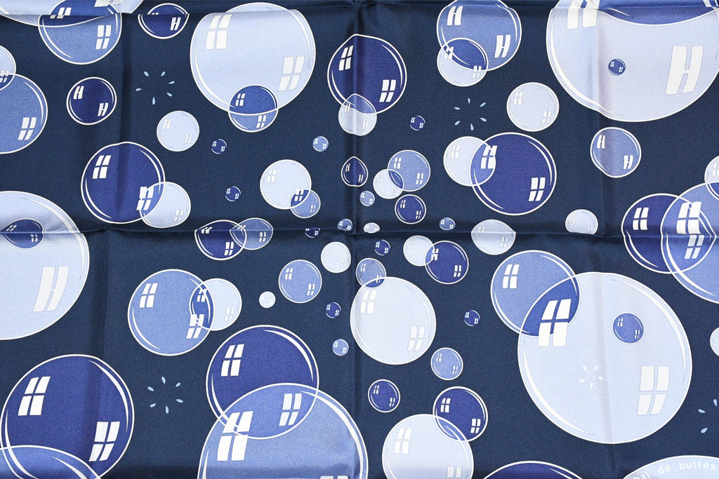 Hermes Scarf Bal De Bulles 90 cm silk navy blue Carre soap bubble ball 35"