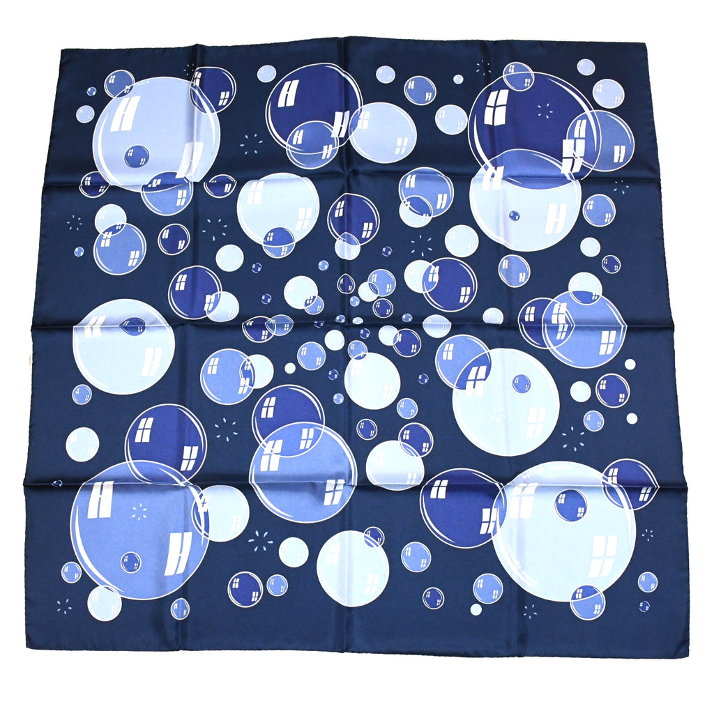 Hermes Scarf Bal De Bulles 90 cm silk navy blue Carre soap bubble ball 35"
