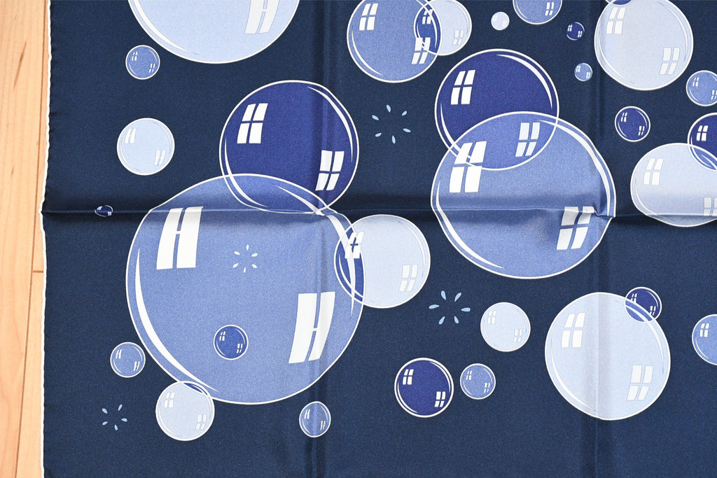 Hermes Scarf Bal De Bulles 90 cm silk navy blue Carre soap bubble ball 35"