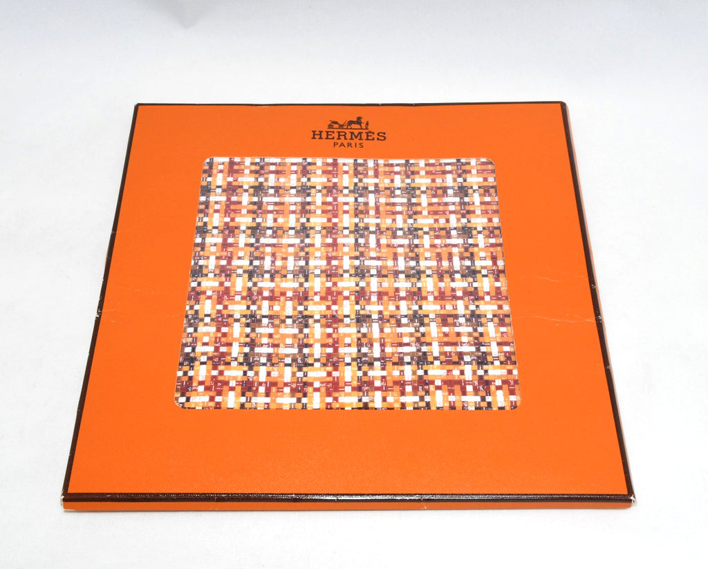 Hermes Scarf Bolduc au Carre 90 cm Silk orange brown ribbon 35"