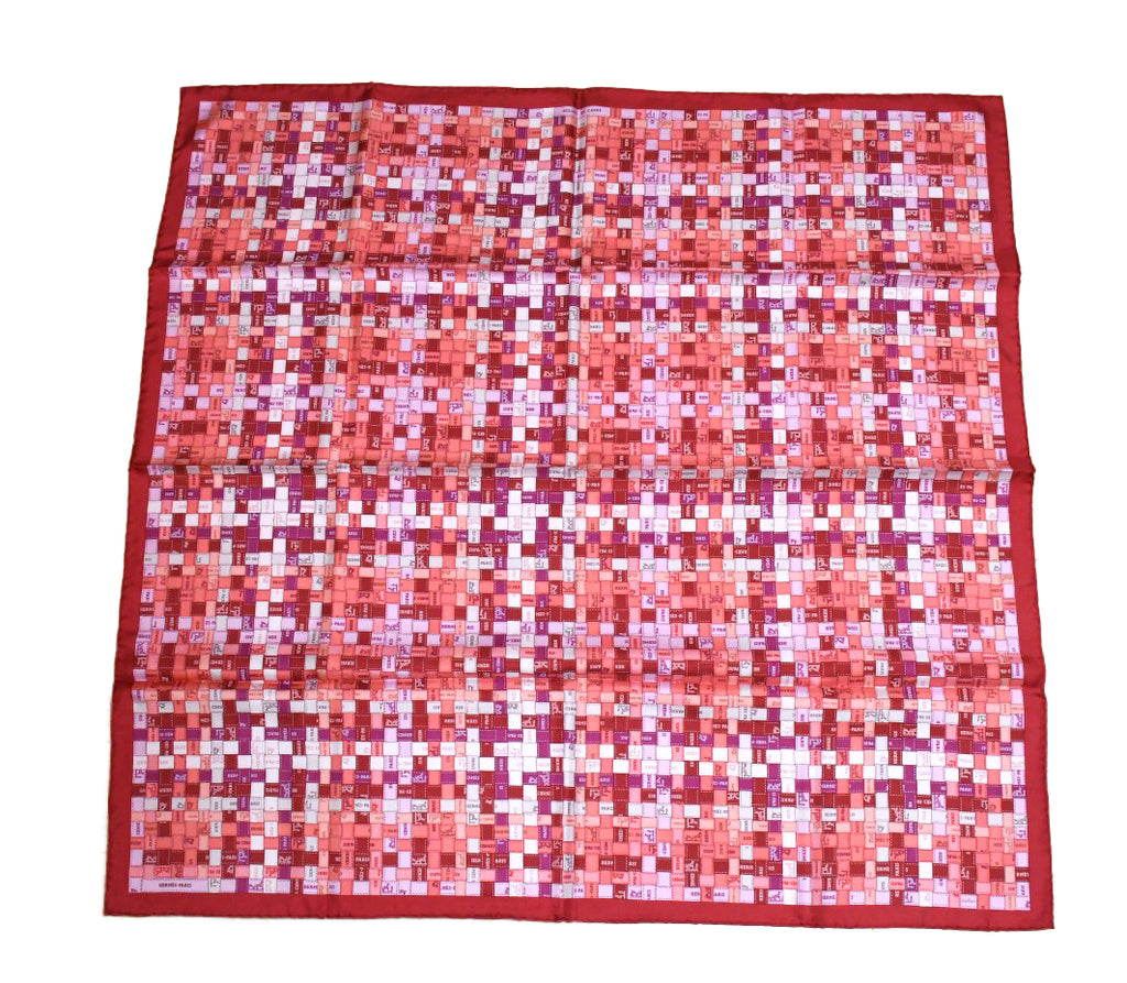 Hermes Scarf Bolduc au Carre 90 cm Silk pink light brown ribbon 35"