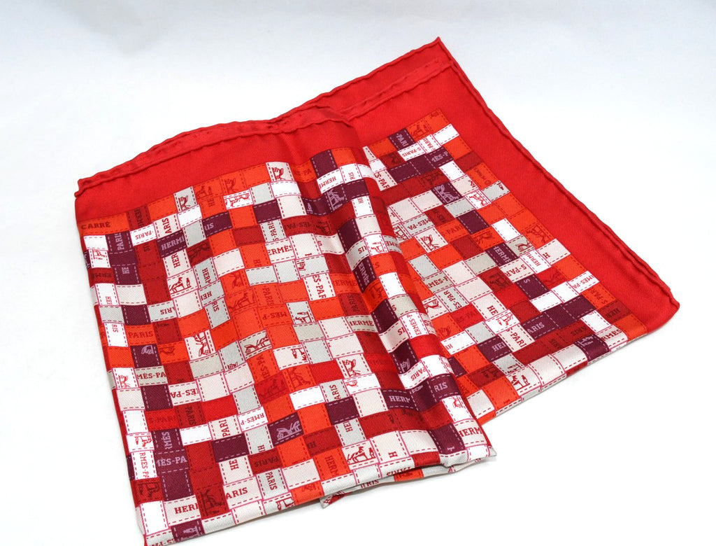 Hermes Scarf Bolduc au Carre 90 cm Silk red ribbon 35"