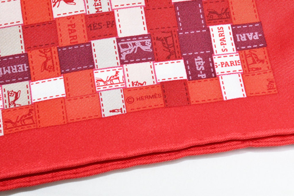 Hermes Scarf Bolduc au Carre 90 cm Silk red ribbon 35"