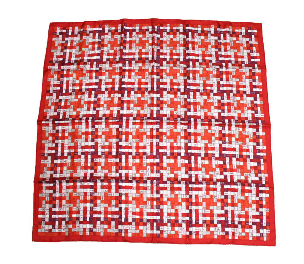 Hermes Scarf Bolduc au Carre 90 cm Silk red ribbon 35"